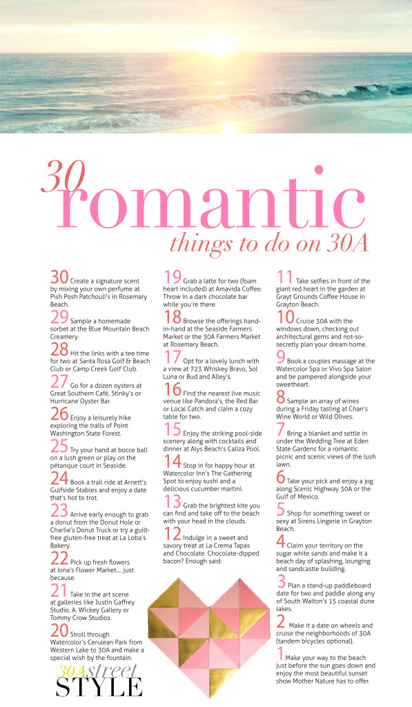 30 Romantic Things To Do on 30A