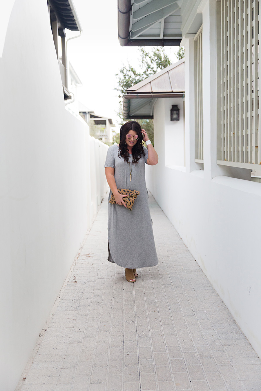 Grey Tshirt Maxi Nickel and Suede Earrings 