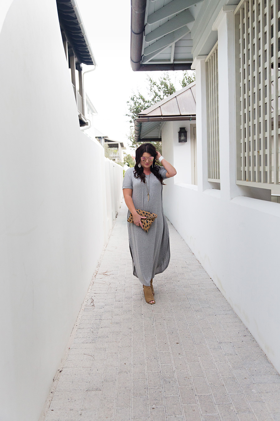 Grey Tshirt Maxi Nickel and Suede Earrings 