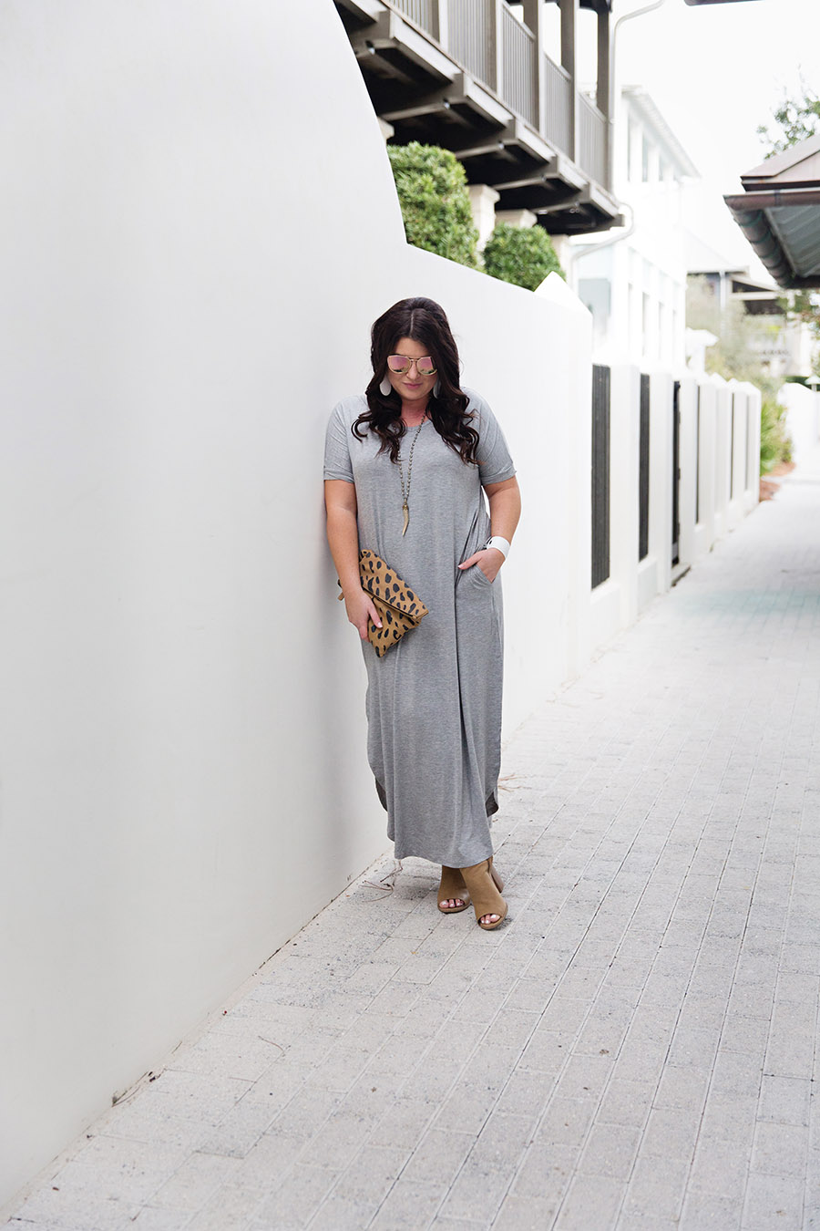 Grey Tshirt Maxi Nickel and Suede Earrings 