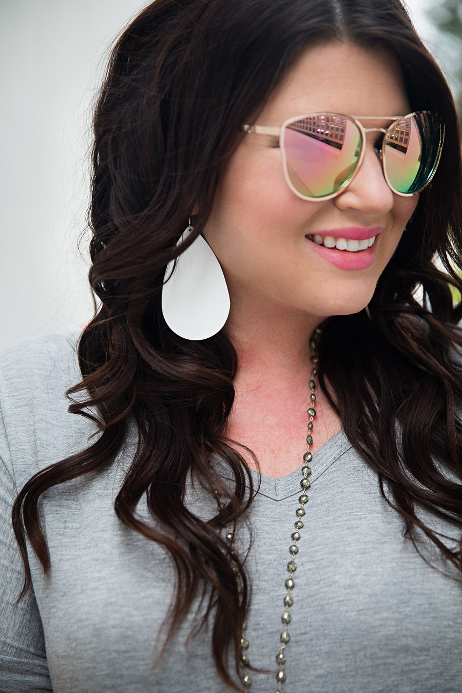 Grey Tshirt Maxi Nickel and Suede Earrings 