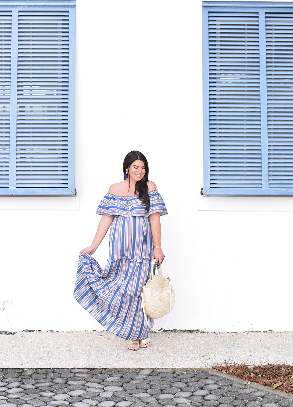 Blue Stripe Maxi Dress on 30A in Alys Beach