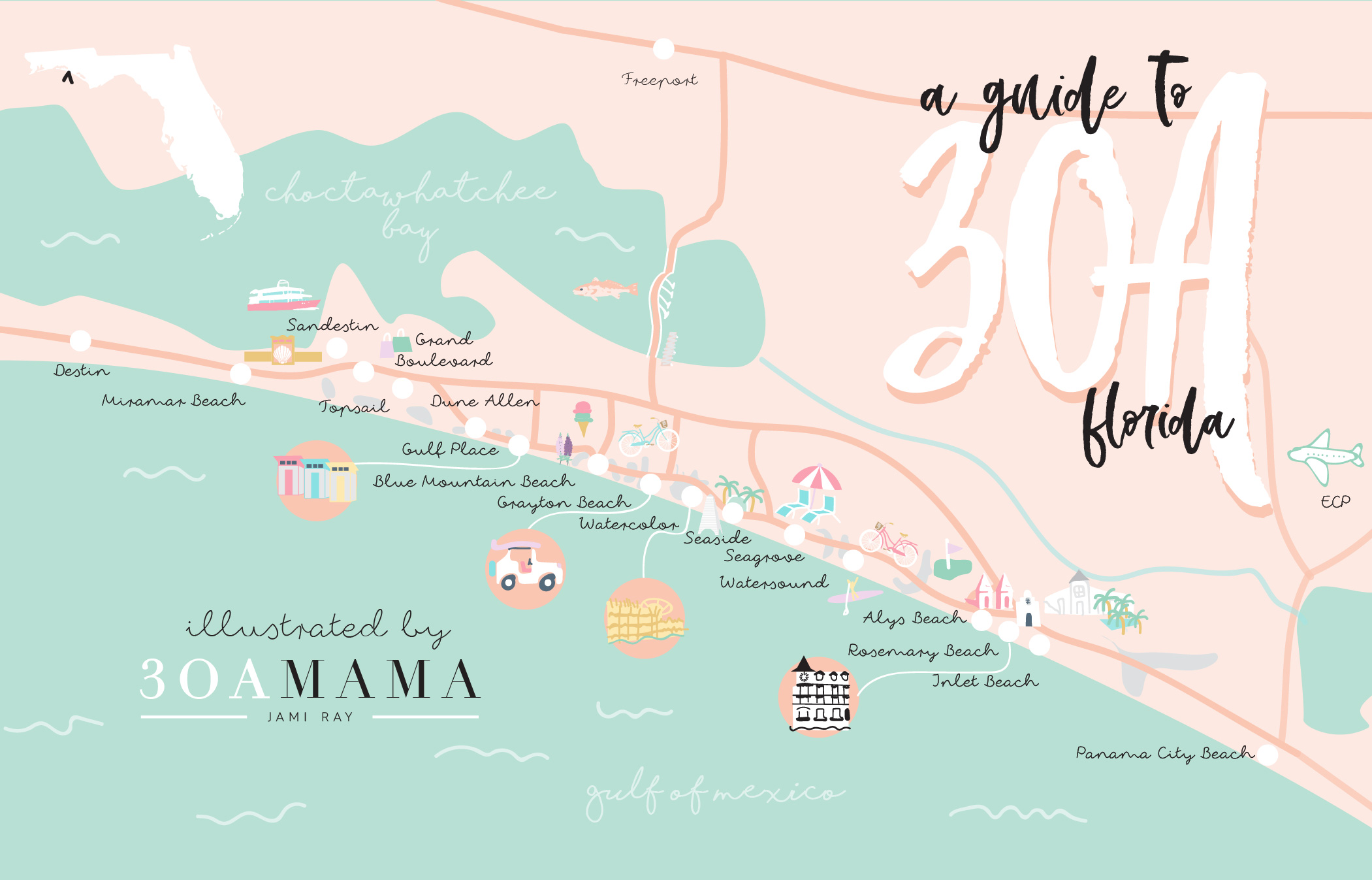30A Mama - 30A Map Neighborhood Guide - Where to Stay on 30A