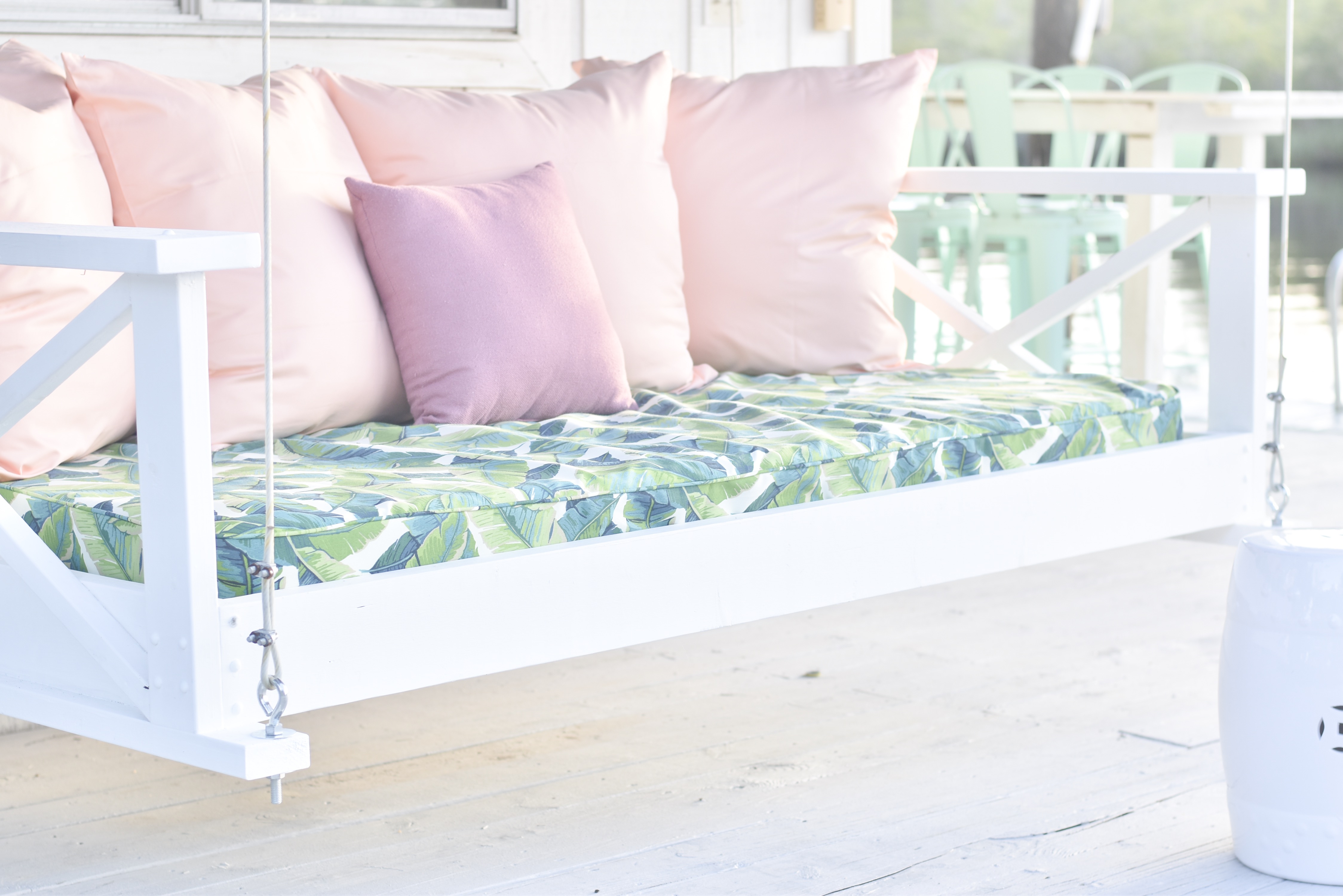 Jami Ray's chic swing bed on the dock by Nate and Lane