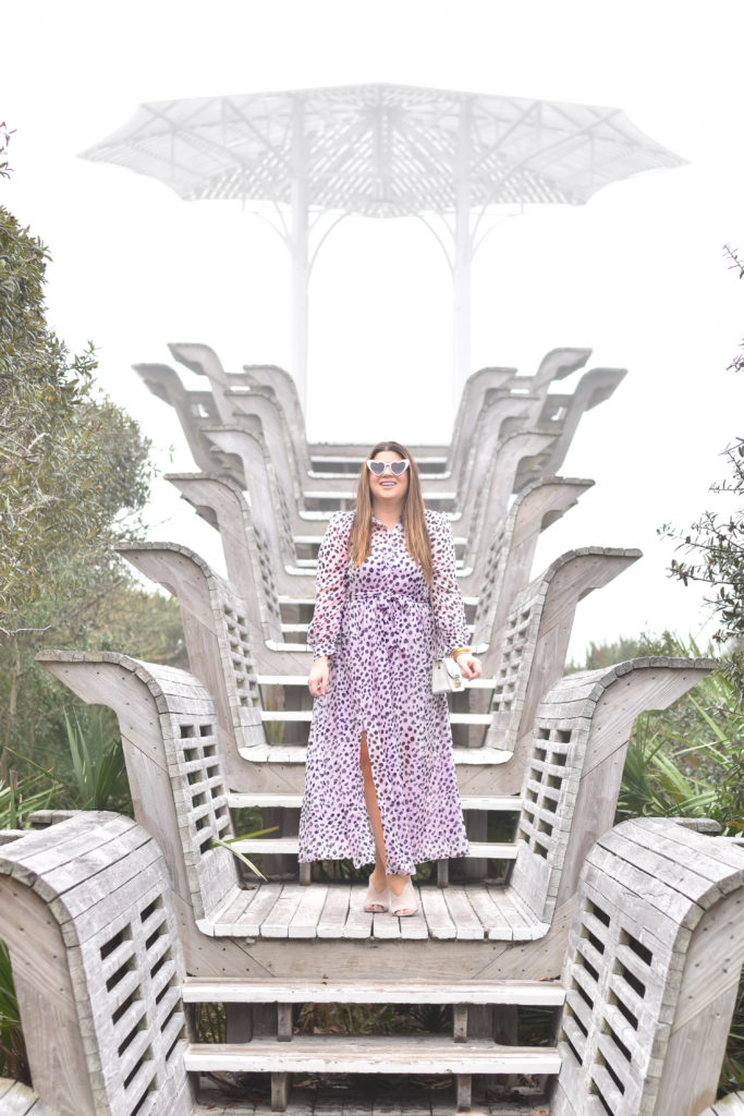 30A Mama Jami Ray wearing Glamorous Lilac Dalmation Dress - Seaside Natchez Pavilion