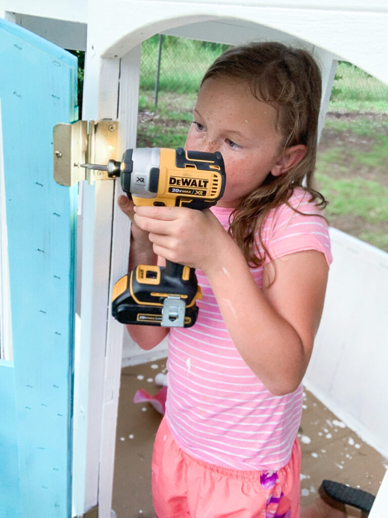 KidKraft Playhouse Makeover - Beach House 30A Mama Power Tools