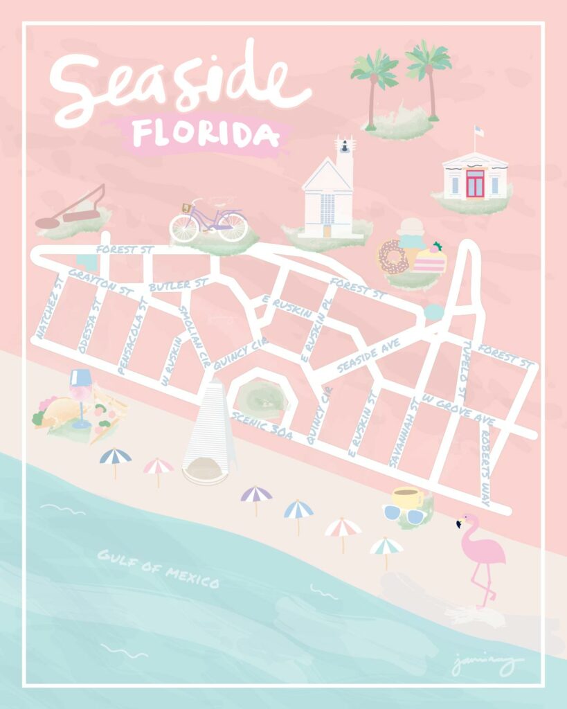 Seaside Florida Map copyright Jami Ray - 30A Map - 30A Mama