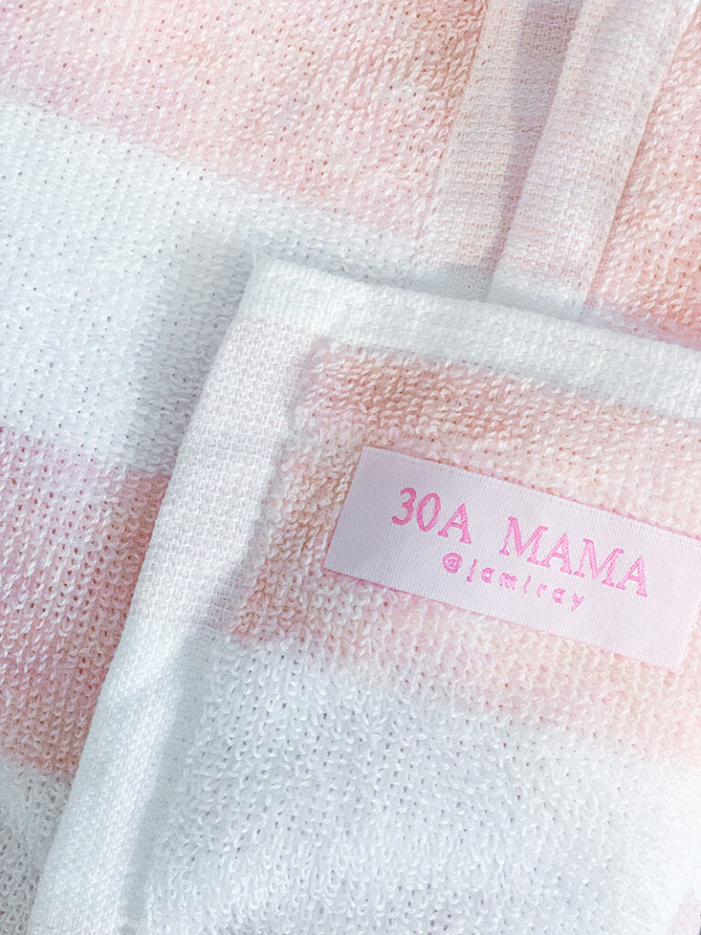 30A Mama Blush Beach Towel tag