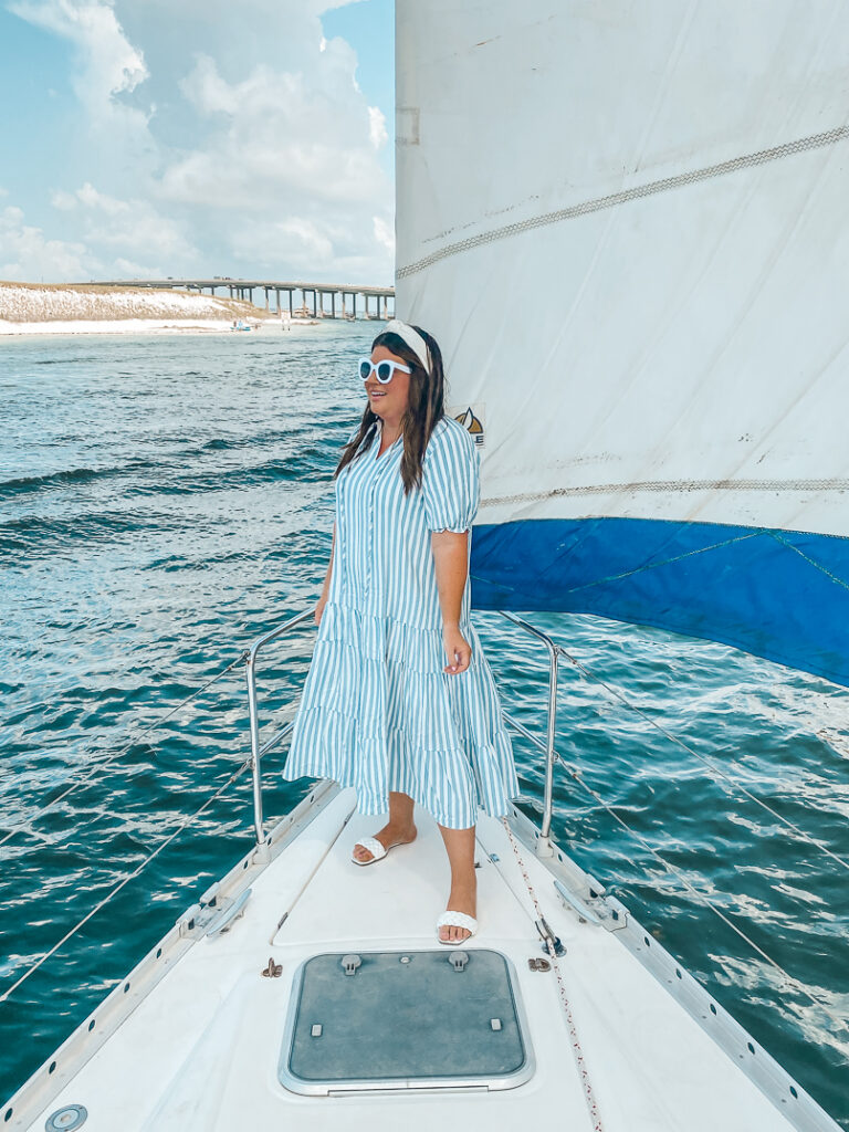 30A Mama - East Pass Sailing in Destin - Family Travel 30A Stripe maxi dress