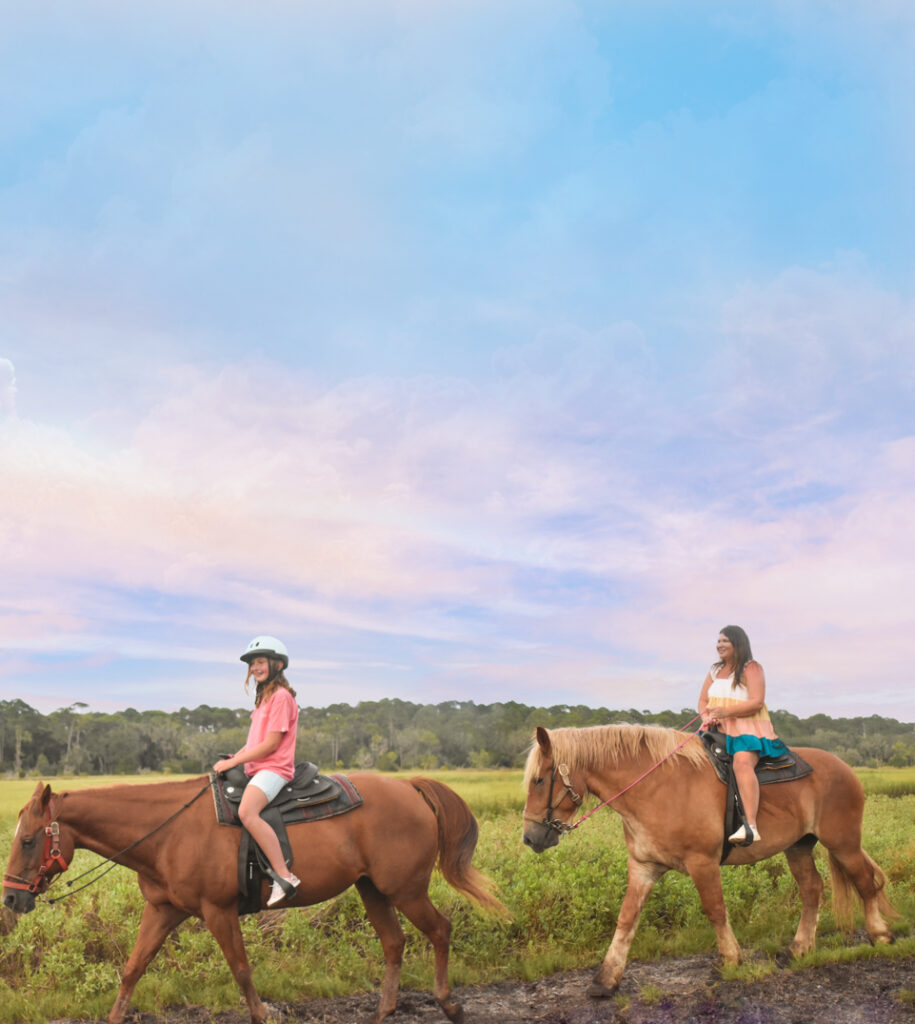 30A Mama Jekyll Island Trip Horseback Riding at Sunset