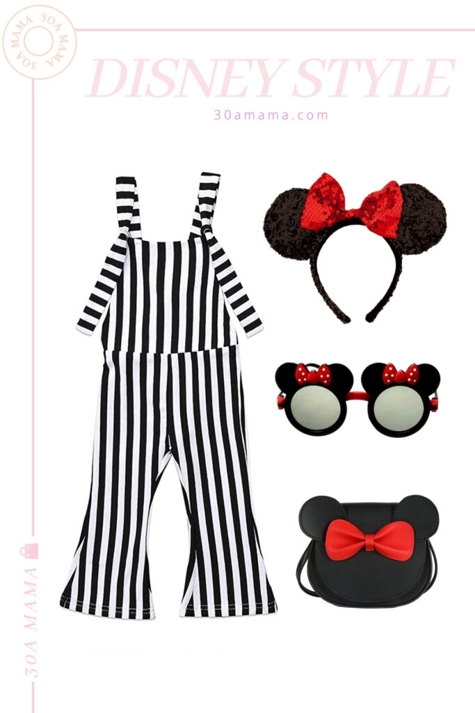 30A Mama Disney Style toddler Minnie mouse stripe jumpsuit