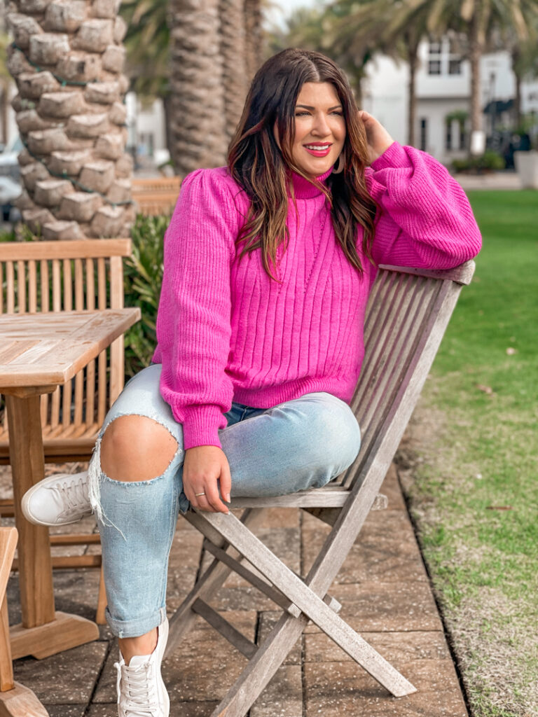 30A Mama Chalet Sweater in Pink Valentine's Day Look
