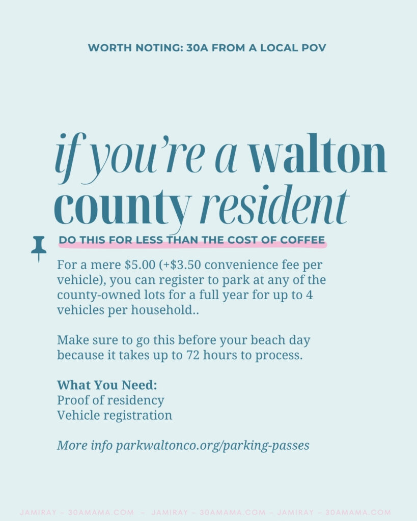 Where to go to the beach on 30A parking permit Walton County