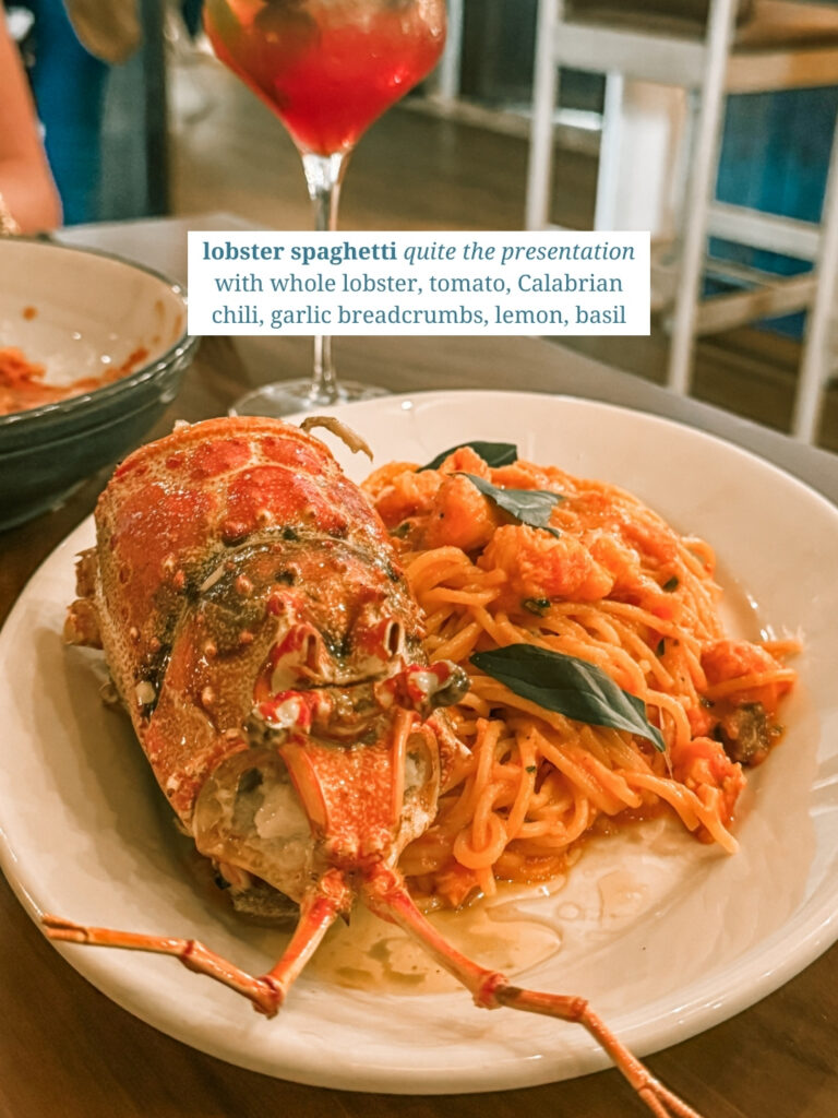 Everything we ordered at Indaco Alys Beach lobster spaghetti